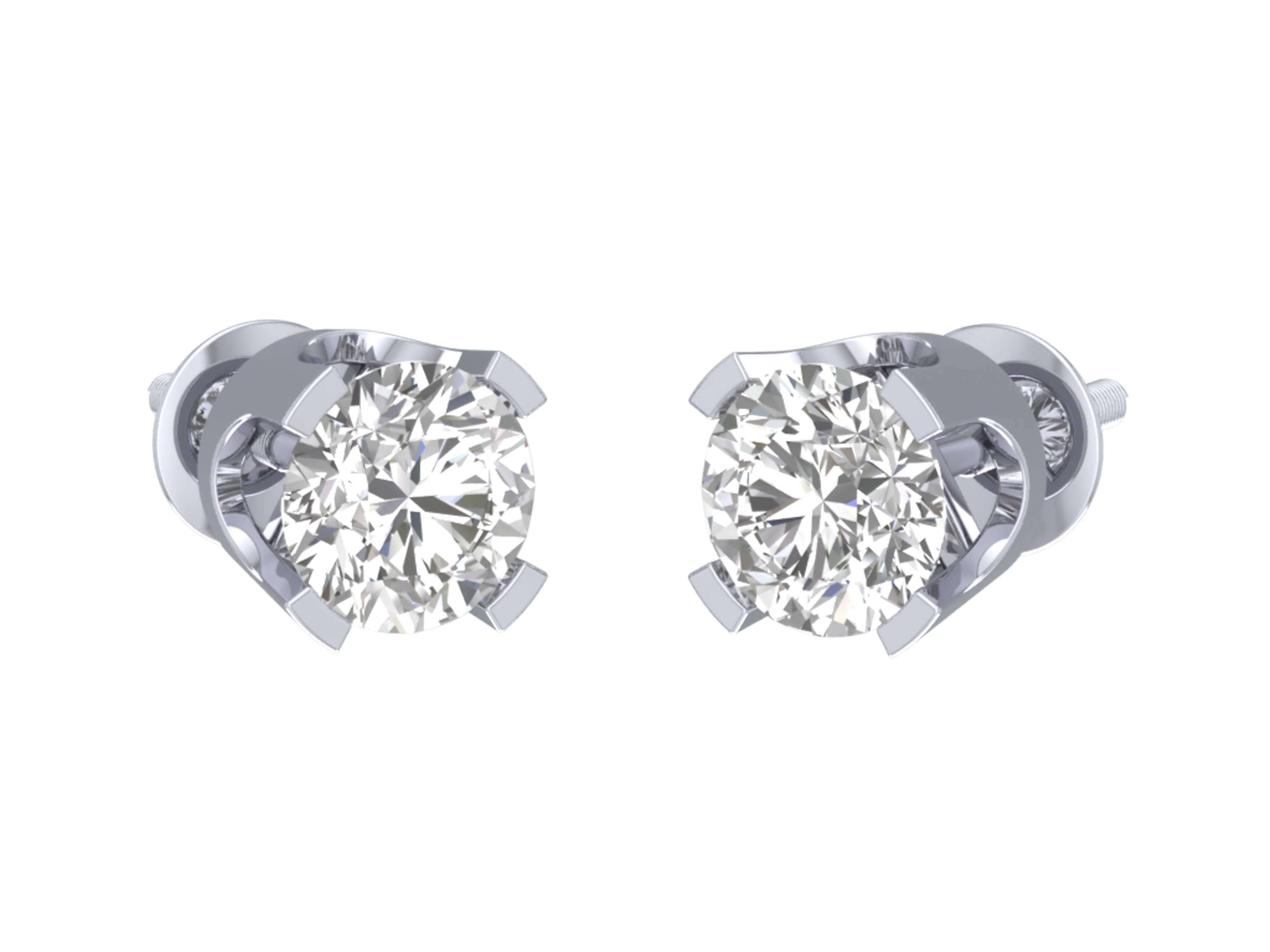 I1 G 0.40Ct Natural Diamond Solitaire Studs Earrings 14K White Gold Appraisal U Prong Set - Image 4