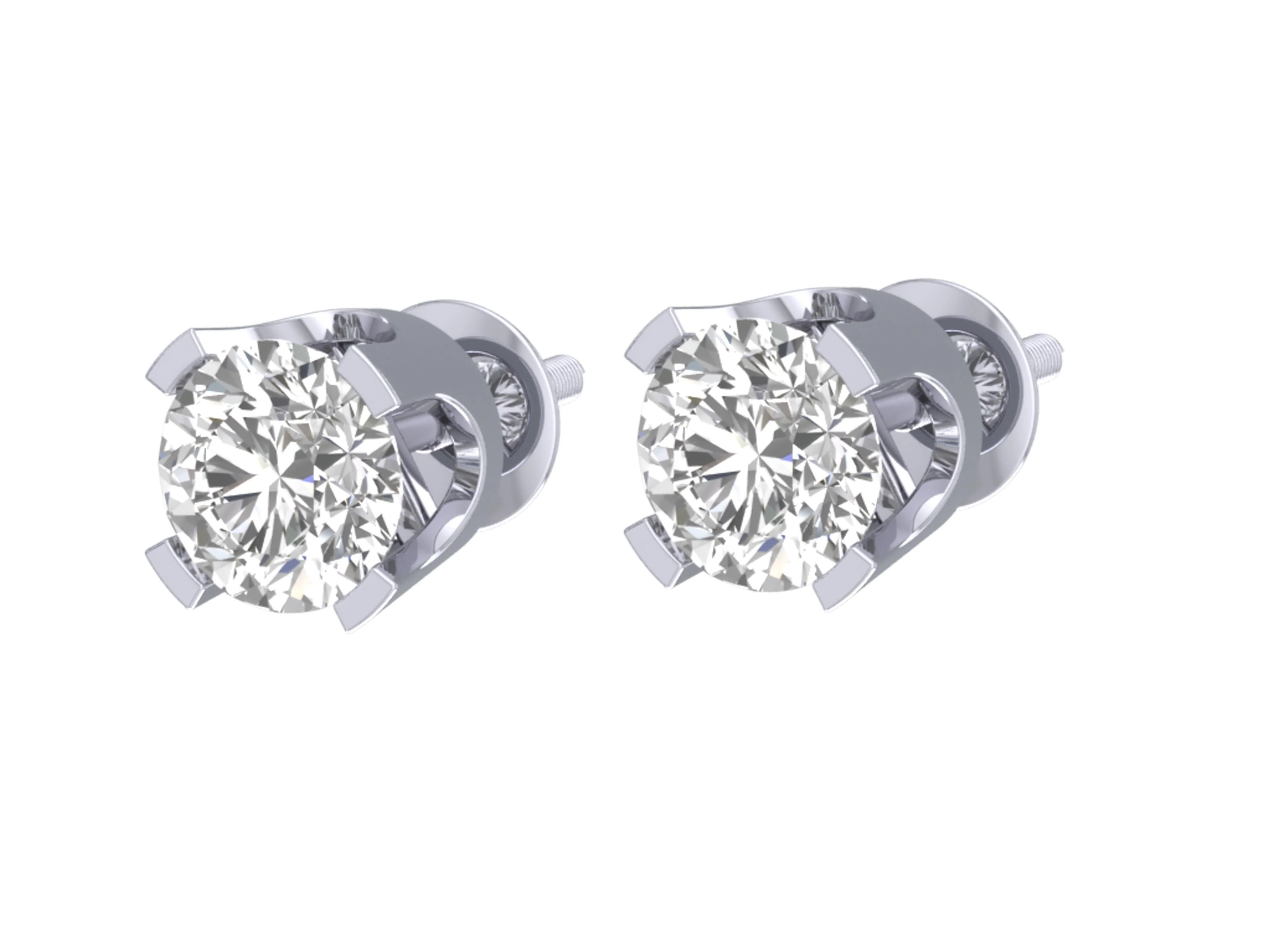 I1 G 0.40Ct Natural Diamond Solitaire Studs Earrings 14K White Gold Appraisal U Prong Set - Image 5