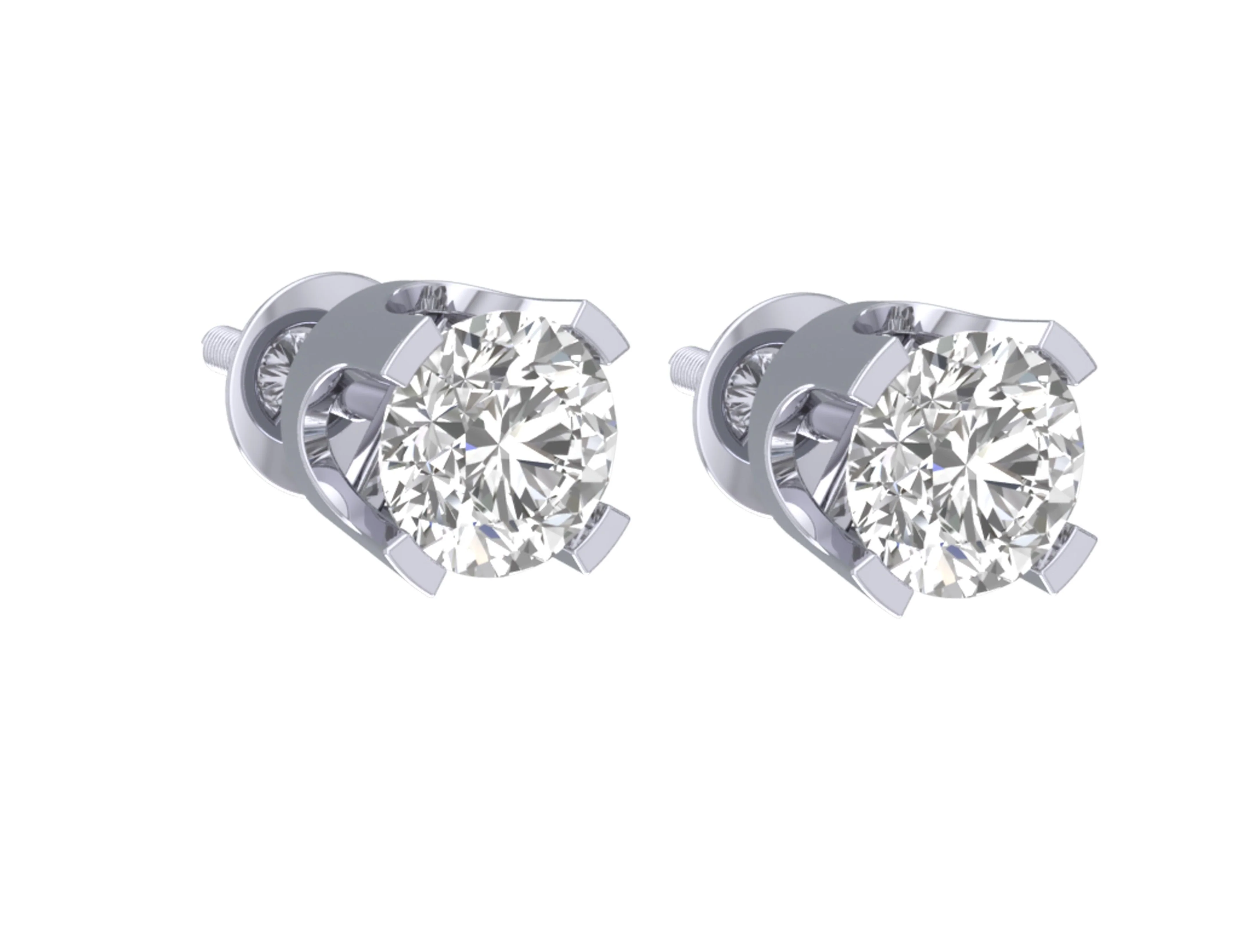 I1 G 0.40Ct Natural Diamond Solitaire Studs Earrings 14K White Gold Appraisal U Prong Set - Image 6