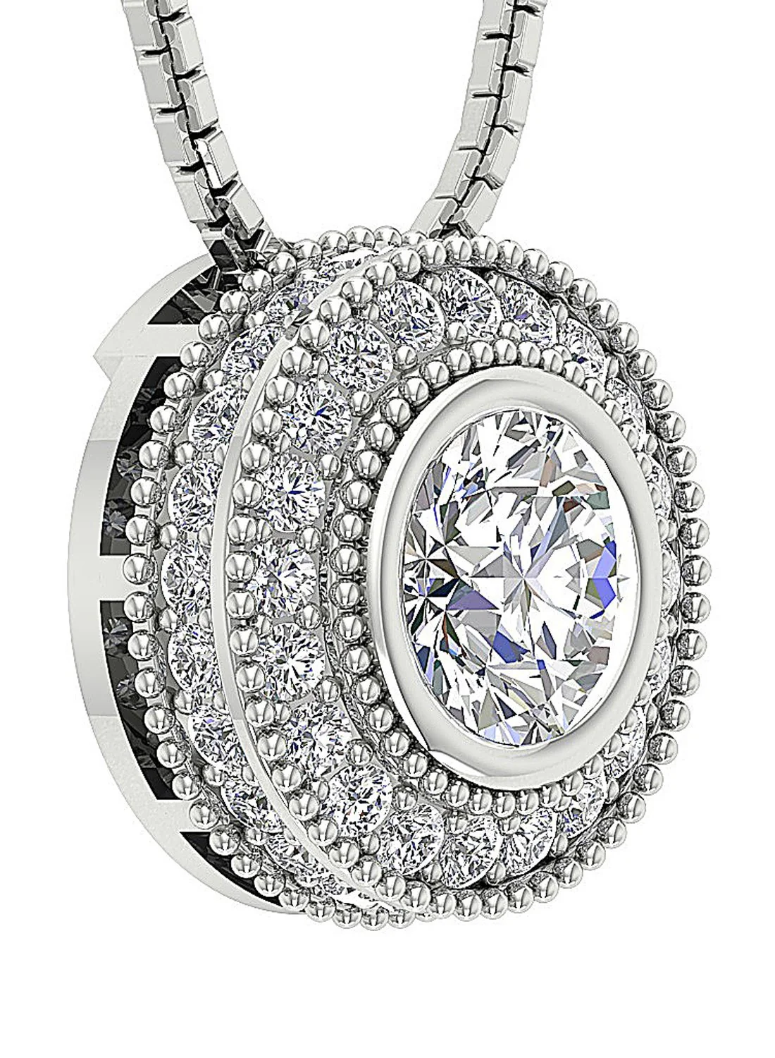 The Bryan 0.75 Carat Center Round Solitaire Diamond Bezel Prong Set Halo Circle Pendant Gold - Image 4