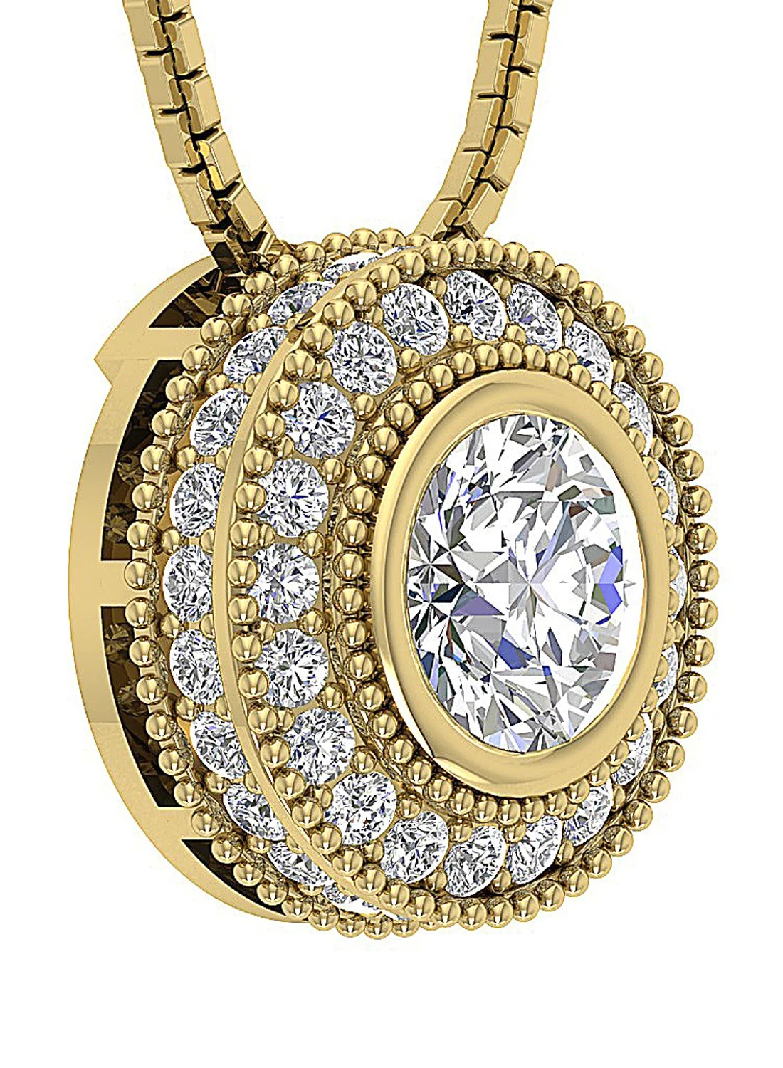 The Bryan 0.75 Carat Center Round Solitaire Diamond Bezel Prong Set Halo Circle Pendant Gold - Image 5