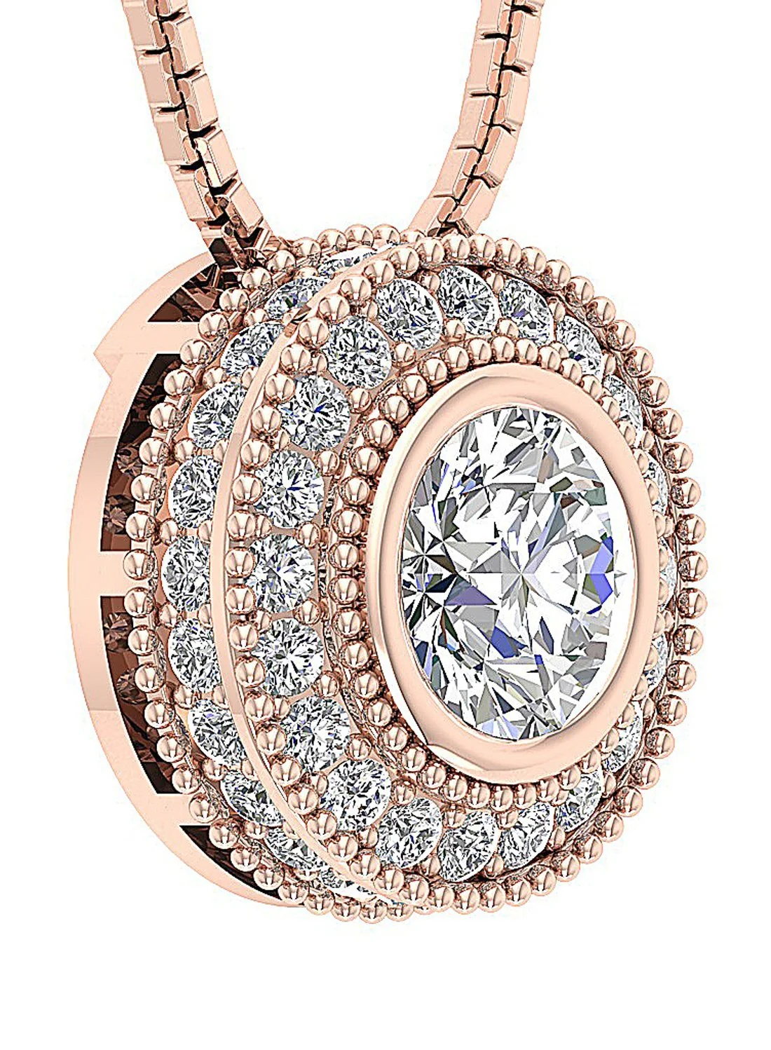 The Bryan 0.75 Carat Center Round Solitaire Diamond Bezel Prong Set Halo Circle Pendant Gold - Image 6