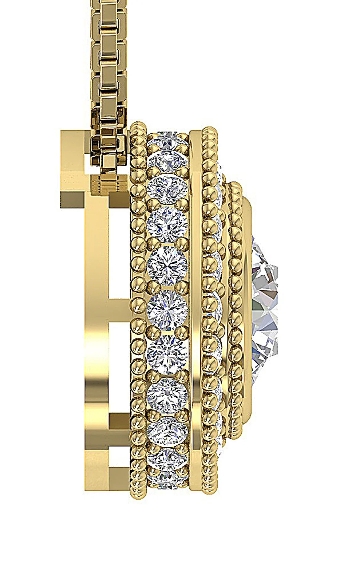 The Bryan 0.75 Carat Center Round Solitaire Diamond Bezel Prong Set Halo Circle Pendant Gold - Image 8