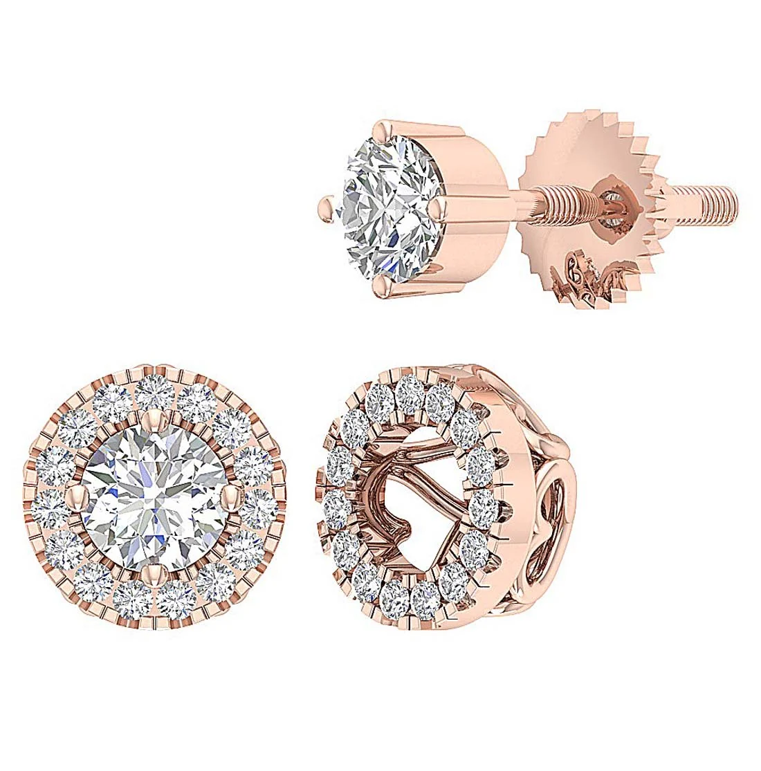 The Bryce Gorgeous Removable Jacket Solitaire Stud Natural Diamond Earring Gold