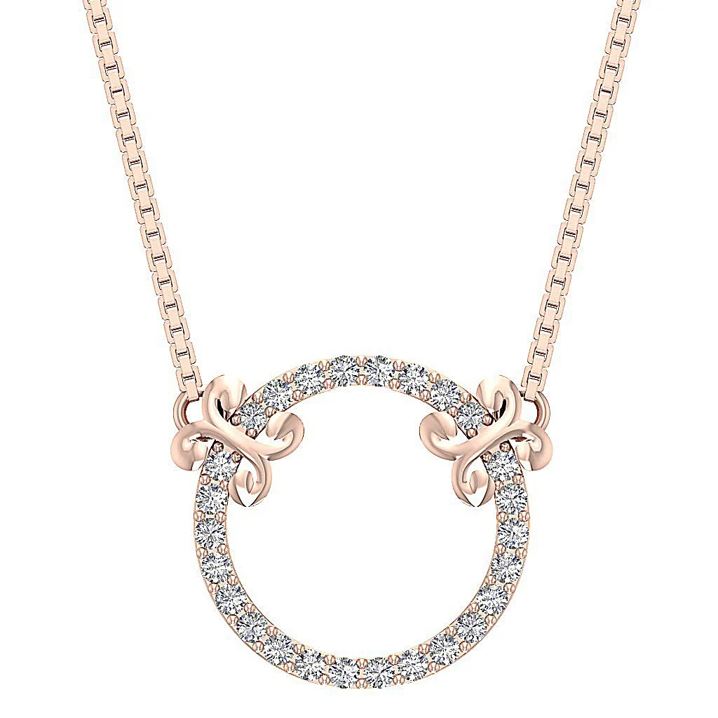 The Bryce Elegant Natural Diamond Circle Pendant Necklace 14K Solid Gold Prong Set - Image 3