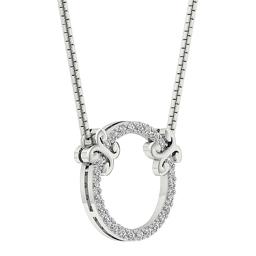 The Bryce Elegant Natural Diamond Circle Pendant Necklace 14K Solid Gold Prong Set - Image 4