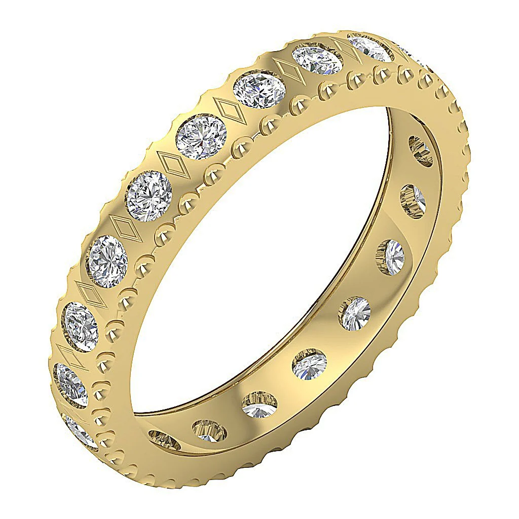 The Bryce Bezel Set Eternity Wedding Ring With Round Diamond and Gold for Her - Image 3