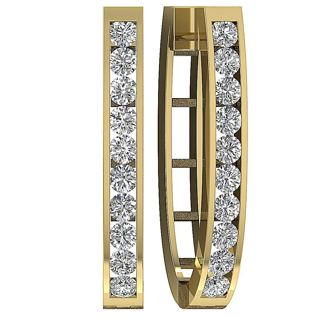 The Bryson 1.80 Carat Round Brilliant Cut Diamond Hoop Earring 14K Rose Gold - Image 3