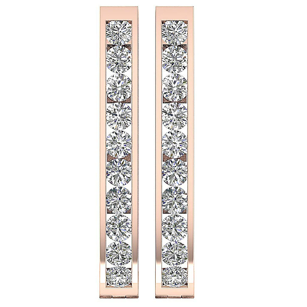 The Bryson 1.80 Carat Round Brilliant Cut Diamond Hoop Earring 14K Rose Gold - Image 6
