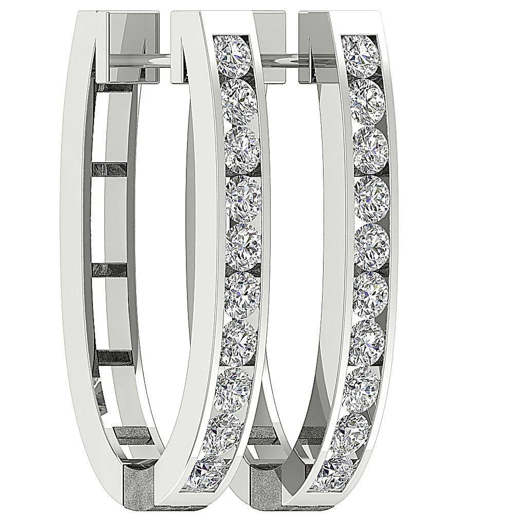 The Bryson 1.80 Carat Round Brilliant Cut Diamond Hoop Earring 14K Rose Gold - Image 7