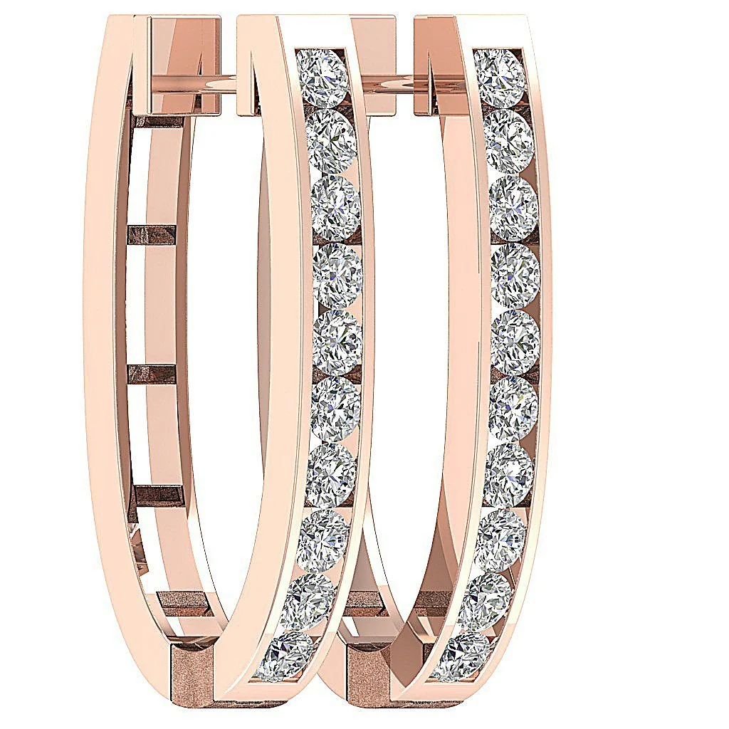 The Bryson 1.80 Carat Round Brilliant Cut Diamond Hoop Earring 14K Rose Gold - Image 9