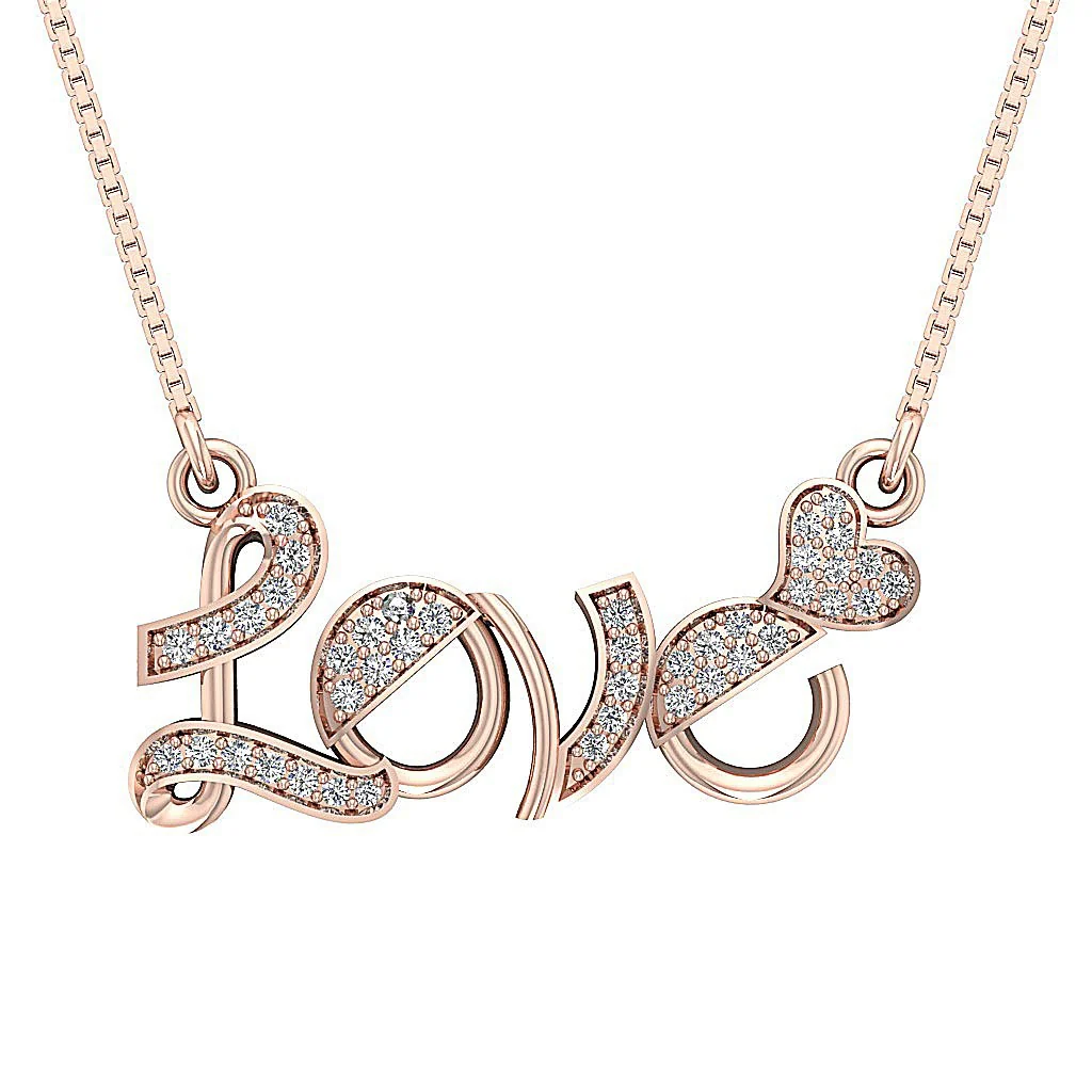 The Bryson Excellent Round Cut Diamond Love Fashion Pendant White Yellow Rose Gold - Image 2