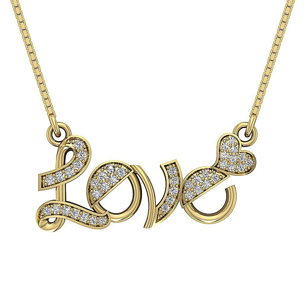 The Bryson Excellent Round Cut Diamond Love Fashion Pendant White Yellow Rose Gold - Image 3