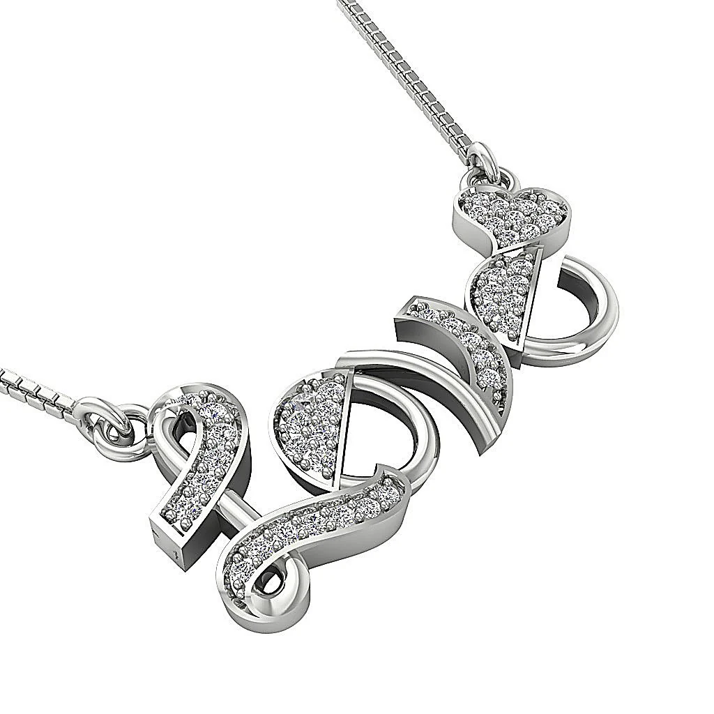 The Bryson Excellent Round Cut Diamond Love Fashion Pendant White Yellow Rose Gold - Image 5