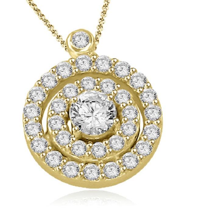 The Cade Double Halo Cluster Solitaire Natural Diamond Pendant White Gold Prong Set - Image 3