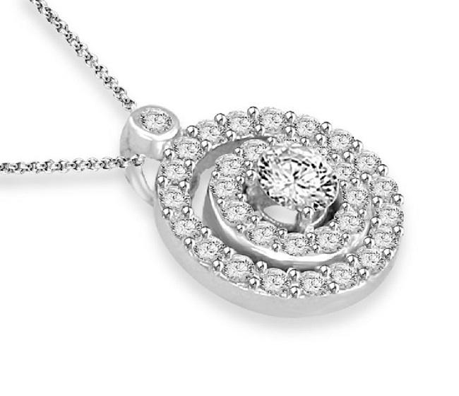 The Cade Double Halo Cluster Solitaire Natural Diamond Pendant White Gold Prong Set - Image 4