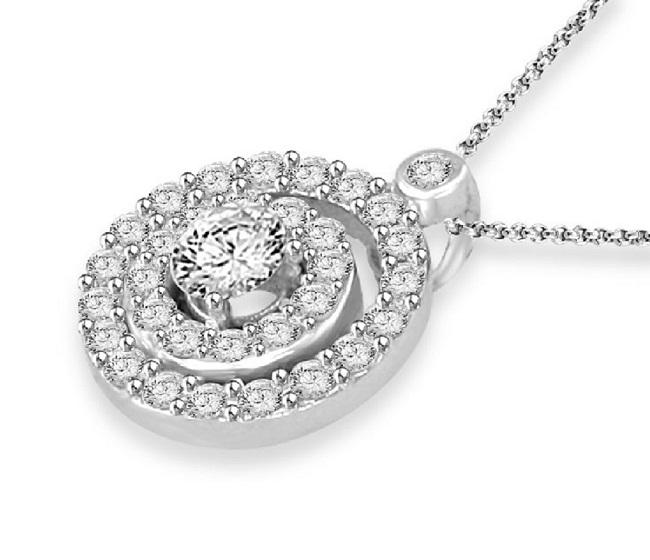 The Cade Double Halo Cluster Solitaire Natural Diamond Pendant White Gold Prong Set - Image 5