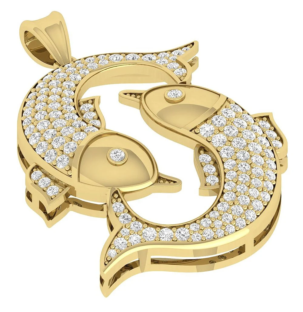 The Caden Natural Diamond Pisces Zodiac Sign Fashion Pendant Prong and Bezel Set - Image 6