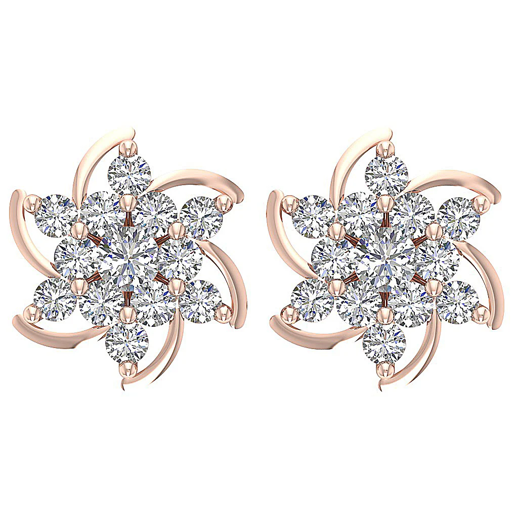 The Caden Natural Diamond Fashion Solitaire Stud Earring Prong Set 14K Solid Yellow Gold - Image 3