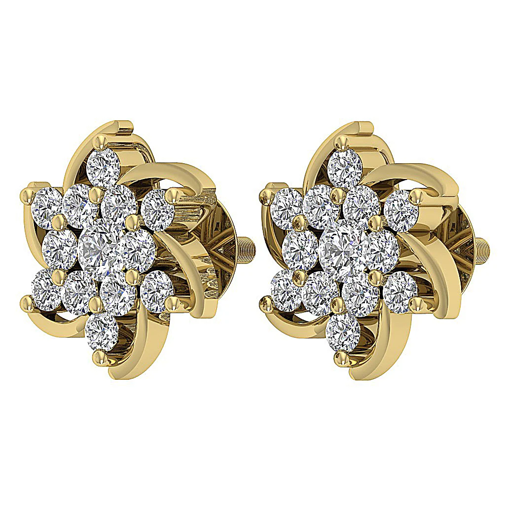 The Caden Natural Diamond Fashion Solitaire Stud Earring Prong Set 14K Solid Yellow Gold - Image 8