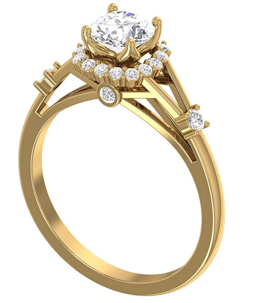 The Caiden Halo Round Cut Solitaire Diamond White Gold Engagement Ring For Her - Image 3