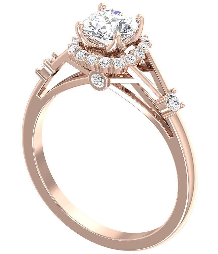 The Caiden Halo Round Cut Solitaire Diamond White Gold Engagement Ring For Her - Image 4