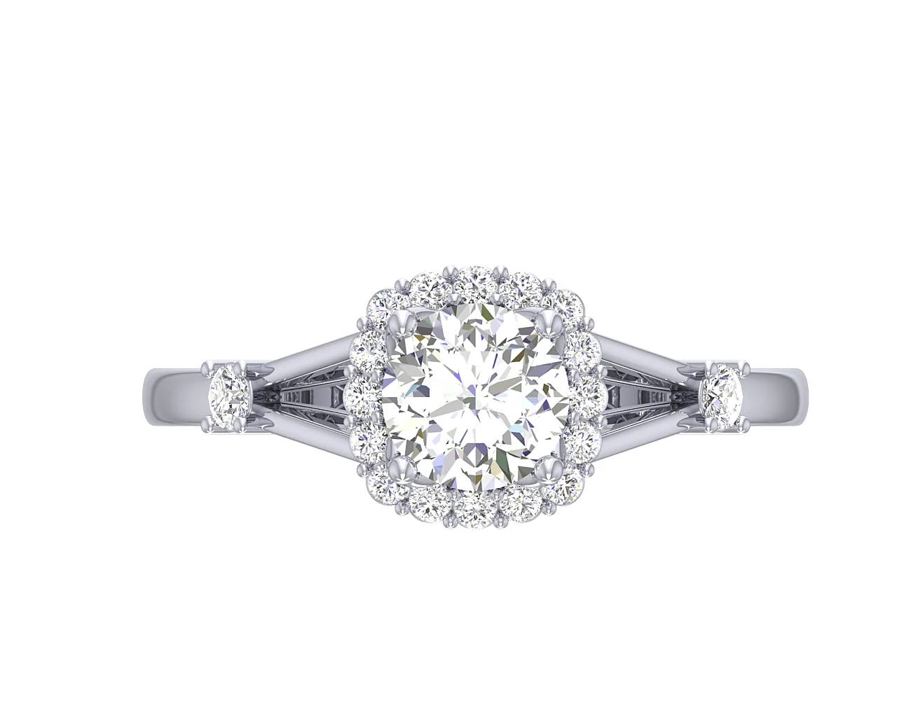 The Caiden Halo Round Cut Solitaire Diamond White Gold Engagement Ring For Her - Image 9