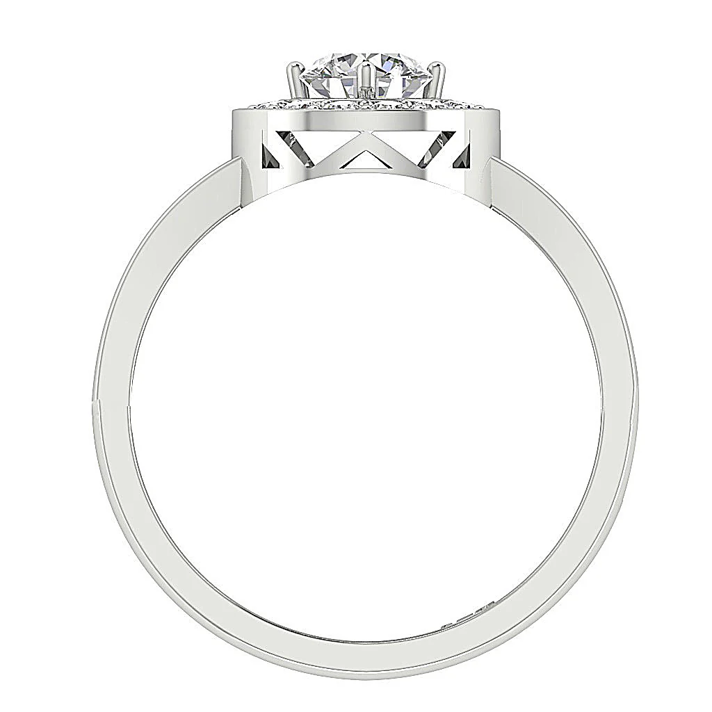 The Cal 14k Solid Yellow Gold Genuine Diamond Halo Solitaire Wedding Ring For Her - Image 5
