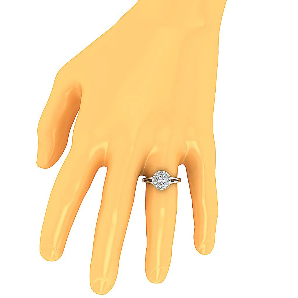 The Cal 14k Solid Yellow Gold Genuine Diamond Halo Solitaire Wedding Ring For Her - Image 7