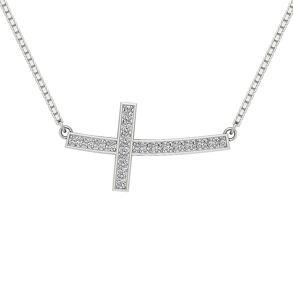 The Caleb Prong Set Round Cut Diamond 14K Solid Yellow Gold Cross Pendant - Image 3