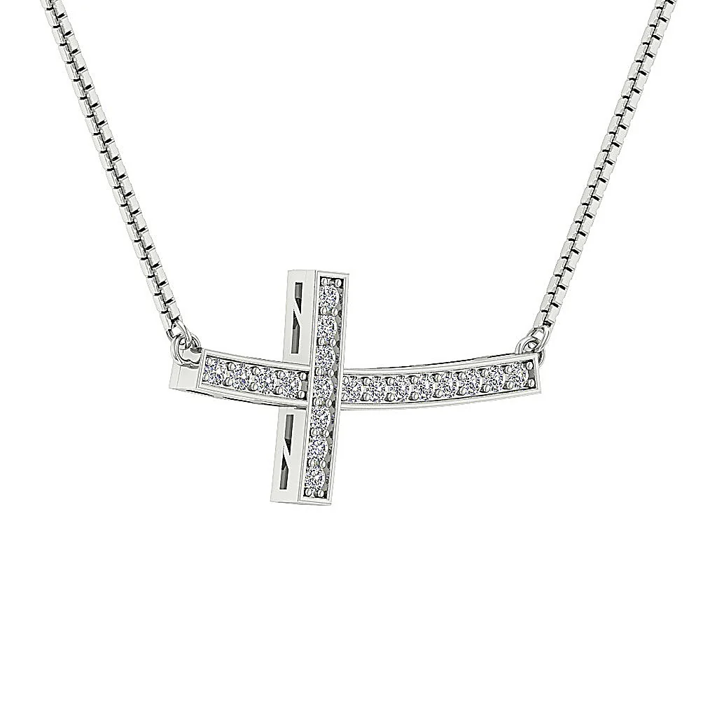 The Caleb Prong Set Round Cut Diamond 14K Solid Yellow Gold Cross Pendant - Image 4