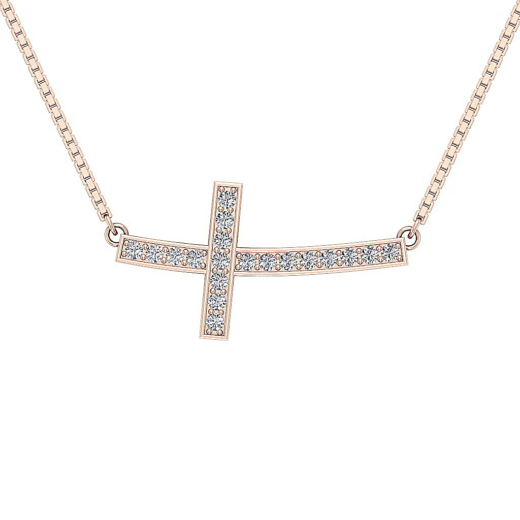 The Caleb Prong Set Round Cut Diamond 14K Solid Yellow Gold Cross Pendant - Image 7