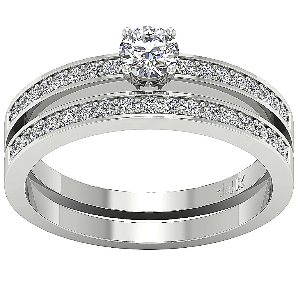 The Caleb 14k Solid Gold Bridal Engagement Ring Set Prong Set Natural Diamond - Image 4