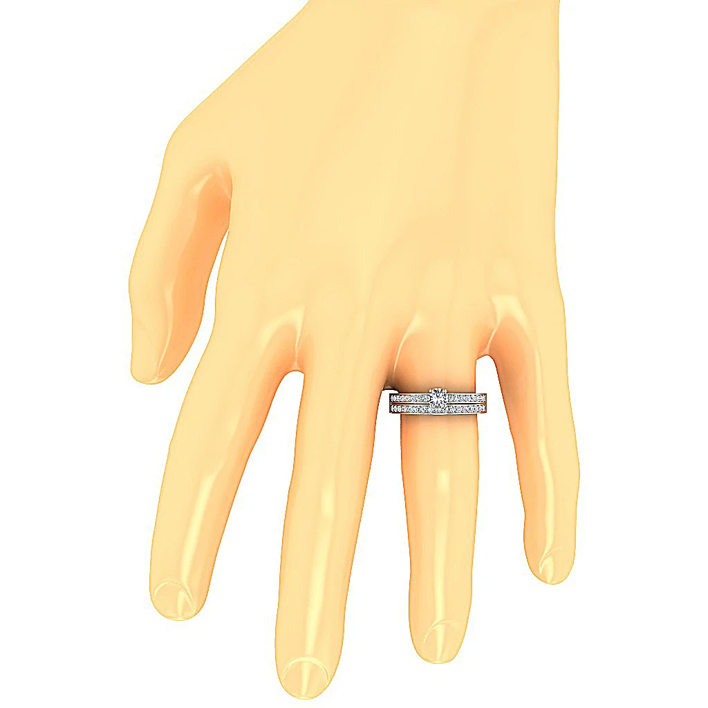 The Caleb 14k Solid Gold Bridal Engagement Ring Set Prong Set Natural Diamond - Image 7