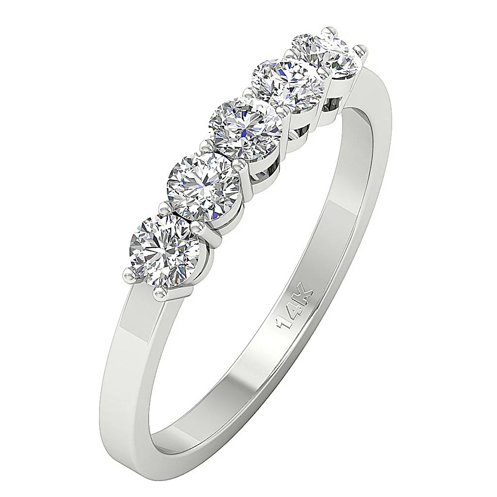 The Callahan Five Stone Felicity Natural Diamond Rose Gold Wedding Ring 2 MM - Image 2