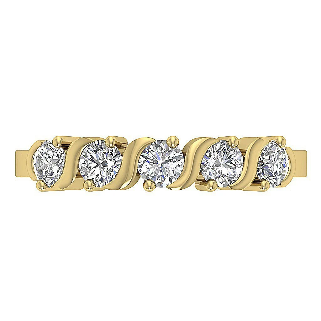 The Callahan 5 Stone Same Size Round Brilliant Cut Diamonds Engagement Ring 14K Yellow Gold - Image 3