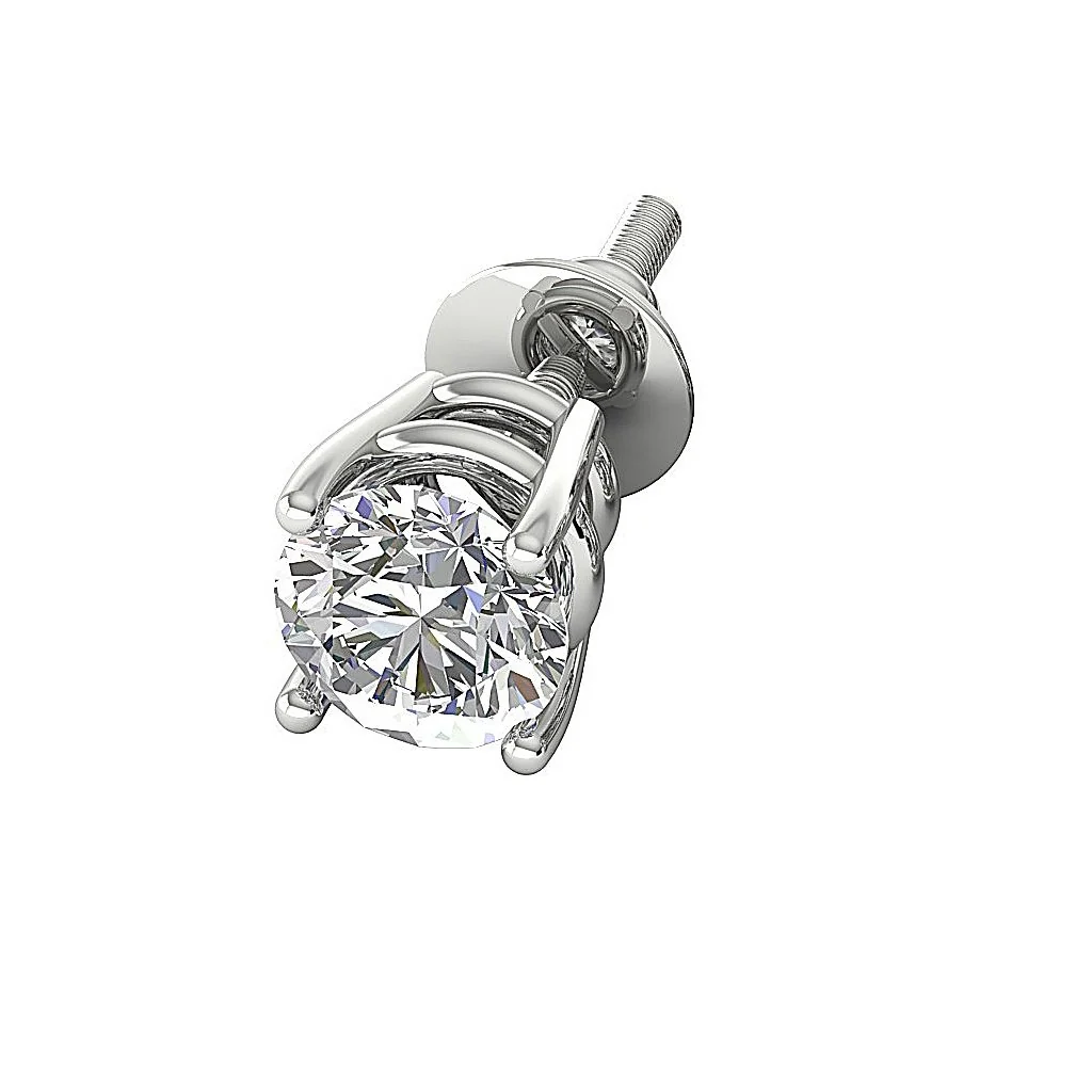 1.10Carat 14K Solid Yellow Gold Natural Diamond Solitaire Stud Earring - Image 6