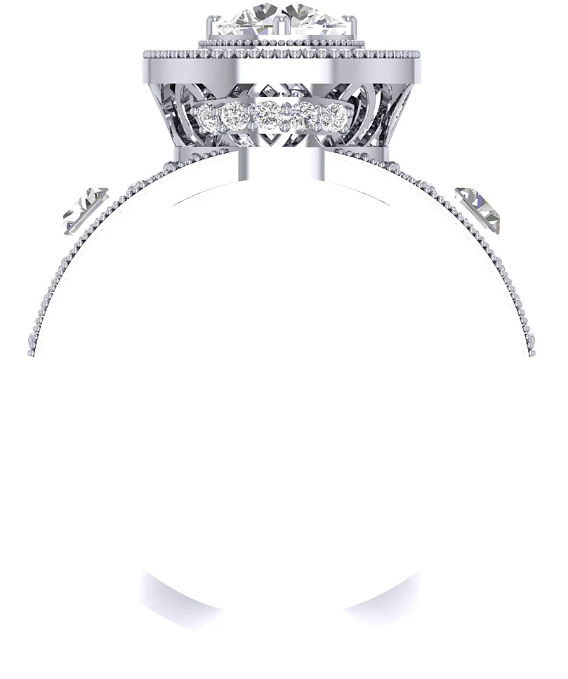 The Callen Round & Baguette Diamond 14k Yellow Gold Milgrain Halo Solitaire Engagement Ring - Image 5
