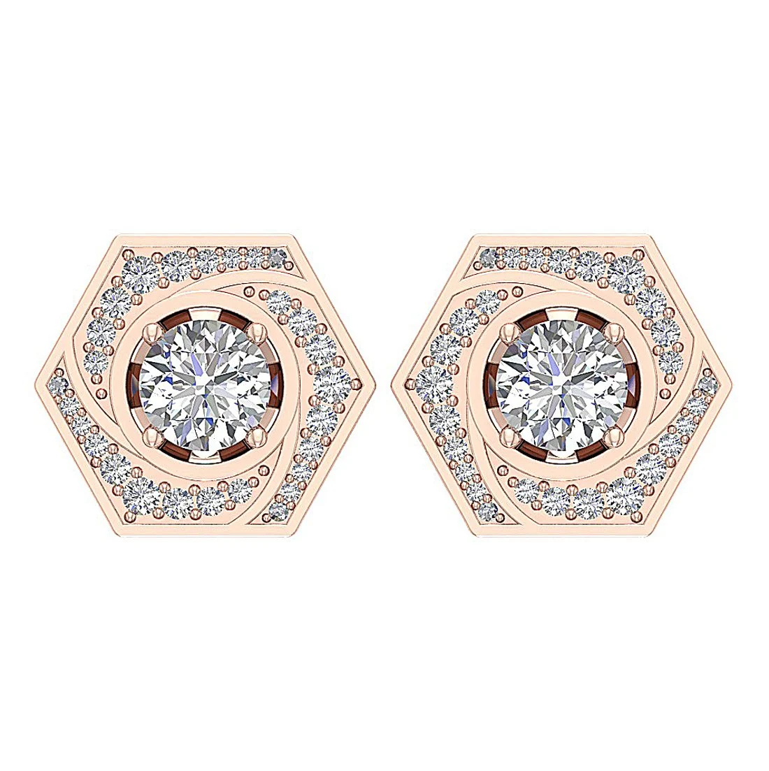 The Callum Elegant Round Cut Diamond Removable Jacket Stud Earring Gold - Image 5