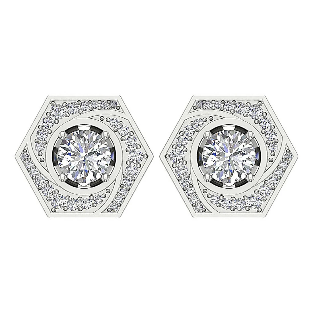 The Callum Elegant Round Cut Diamond Removable Jacket Stud Earring Gold - Image 9