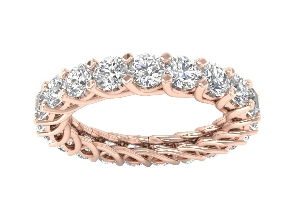 The Calum 14K Rose Gold Round Brilliant Cut Diamond Eternity Wedding Ring 3.20 mm