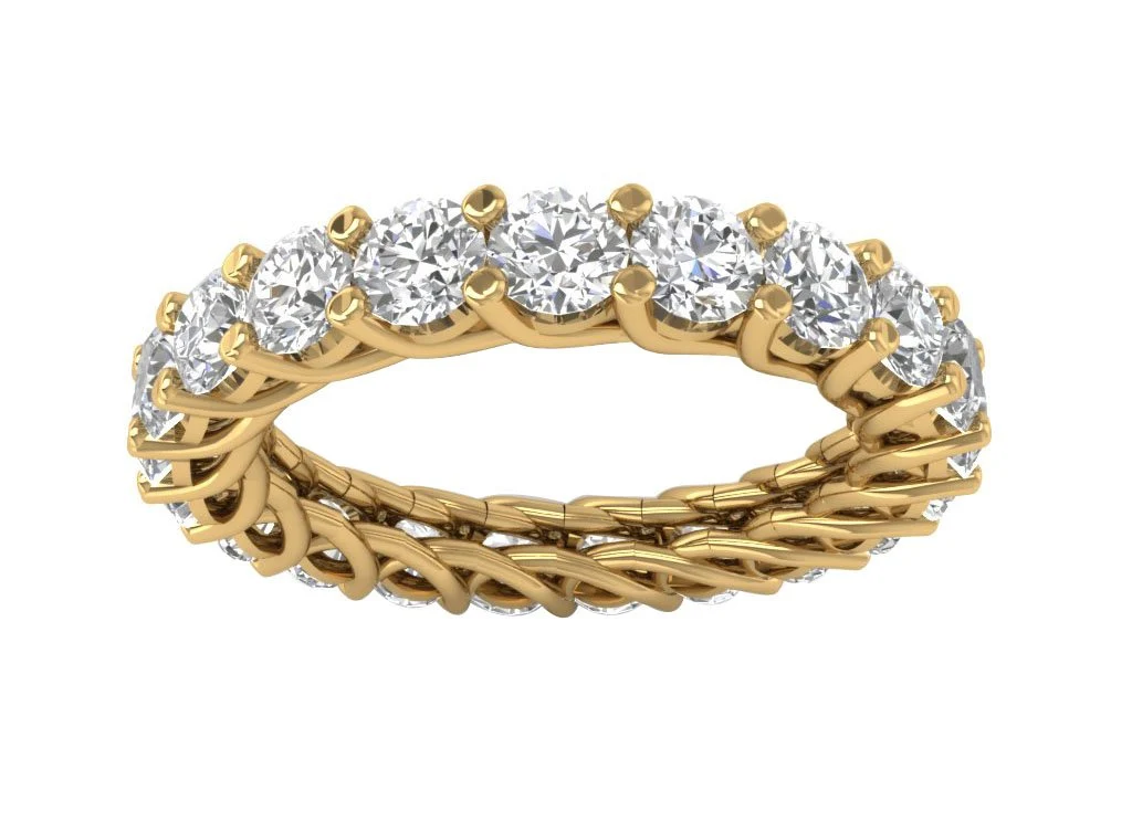 The Calum 14K Rose Gold Round Brilliant Cut Diamond Eternity Wedding Ring 3.20 mm - Image 2