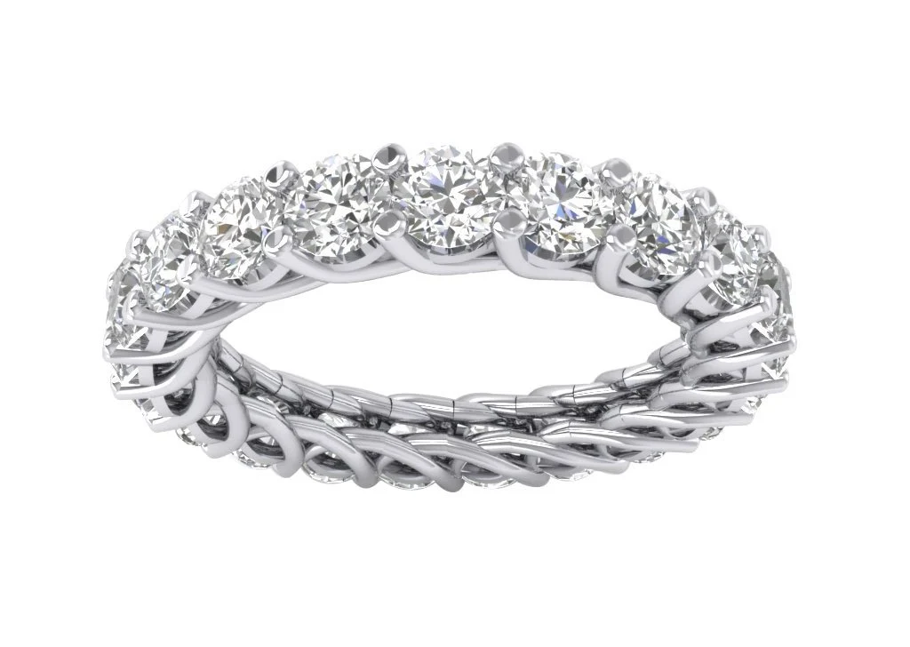 The Calum 14K Rose Gold Round Brilliant Cut Diamond Eternity Wedding Ring 3.20 mm - Image 4