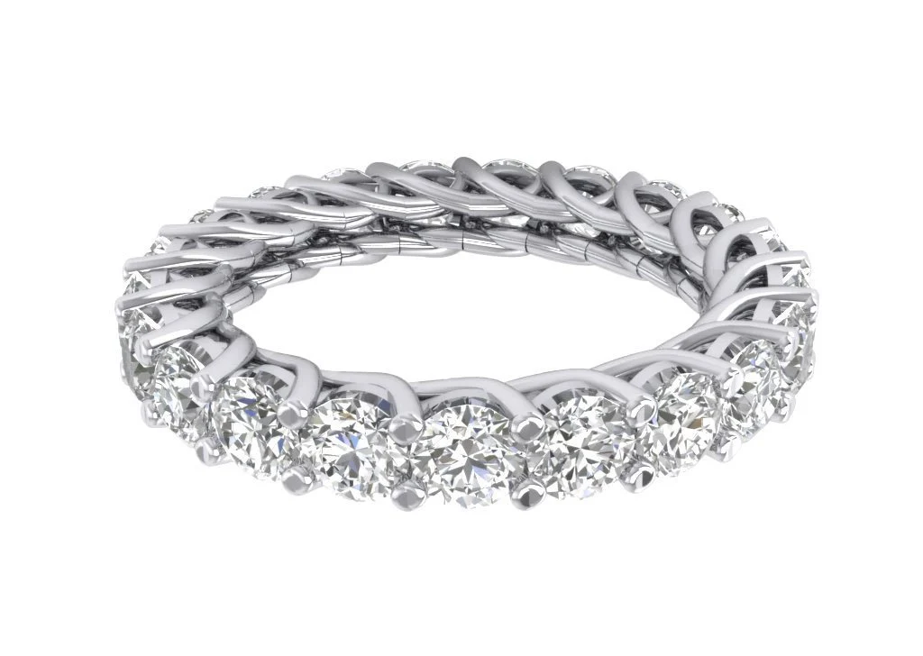 The Calum 14K Rose Gold Round Brilliant Cut Diamond Eternity Wedding Ring 3.20 mm - Image 5