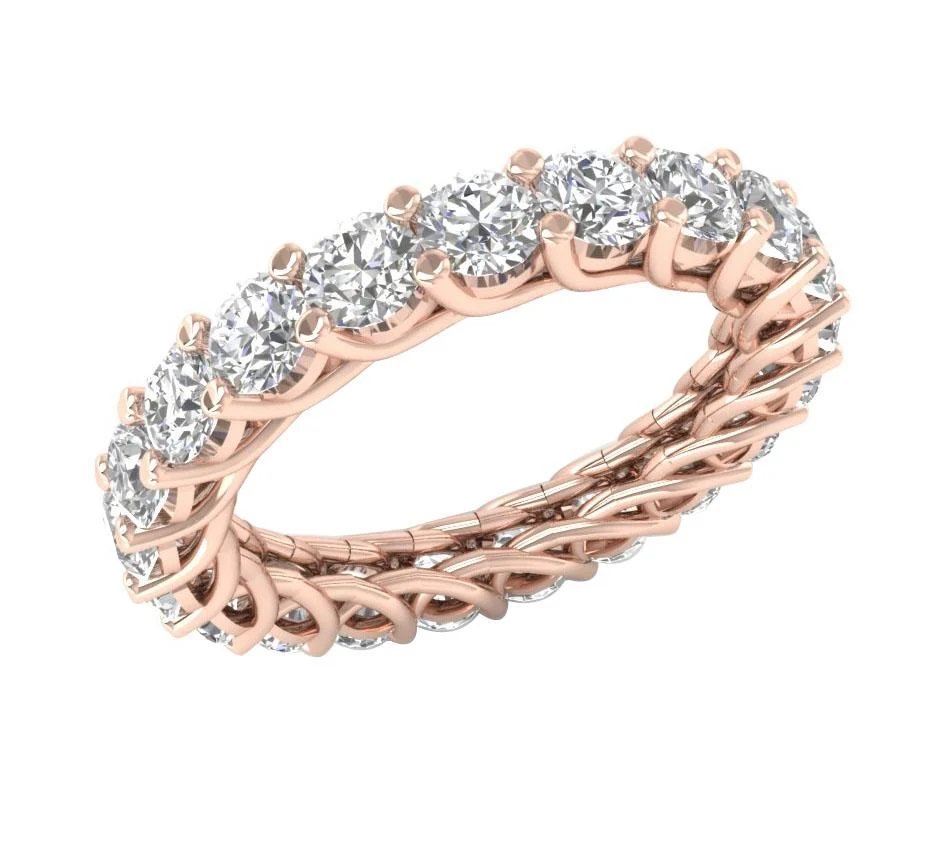 The Calum 14K Rose Gold Round Brilliant Cut Diamond Eternity Wedding Ring 3.20 mm - Image 6