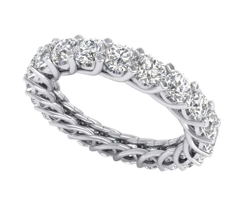 The Calum 14K Rose Gold Round Brilliant Cut Diamond Eternity Wedding Ring 3.20 mm - Image 7