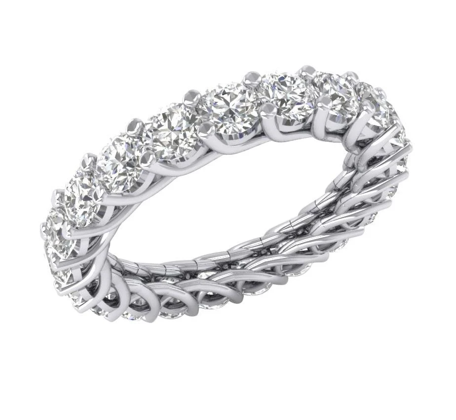 The Calum 14K Rose Gold Round Brilliant Cut Diamond Eternity Wedding Ring 3.20 mm - Image 8