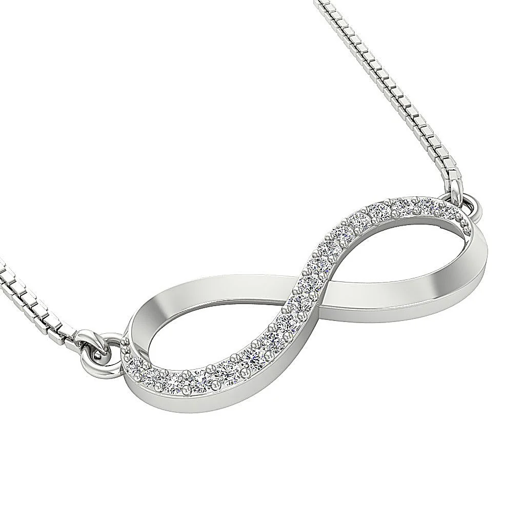 The Calvin Infinity Fashion Pendant 14K Solid Gold Genuine Diamond Prong Setting - Image 10