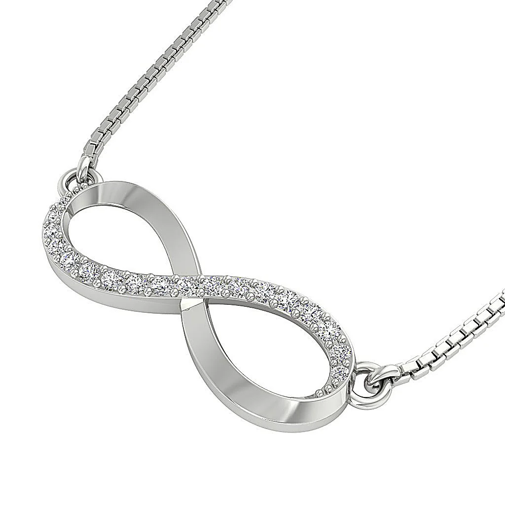 The Calvin Infinity Fashion Pendant 14K Solid Gold Genuine Diamond Prong Setting - Image 3
