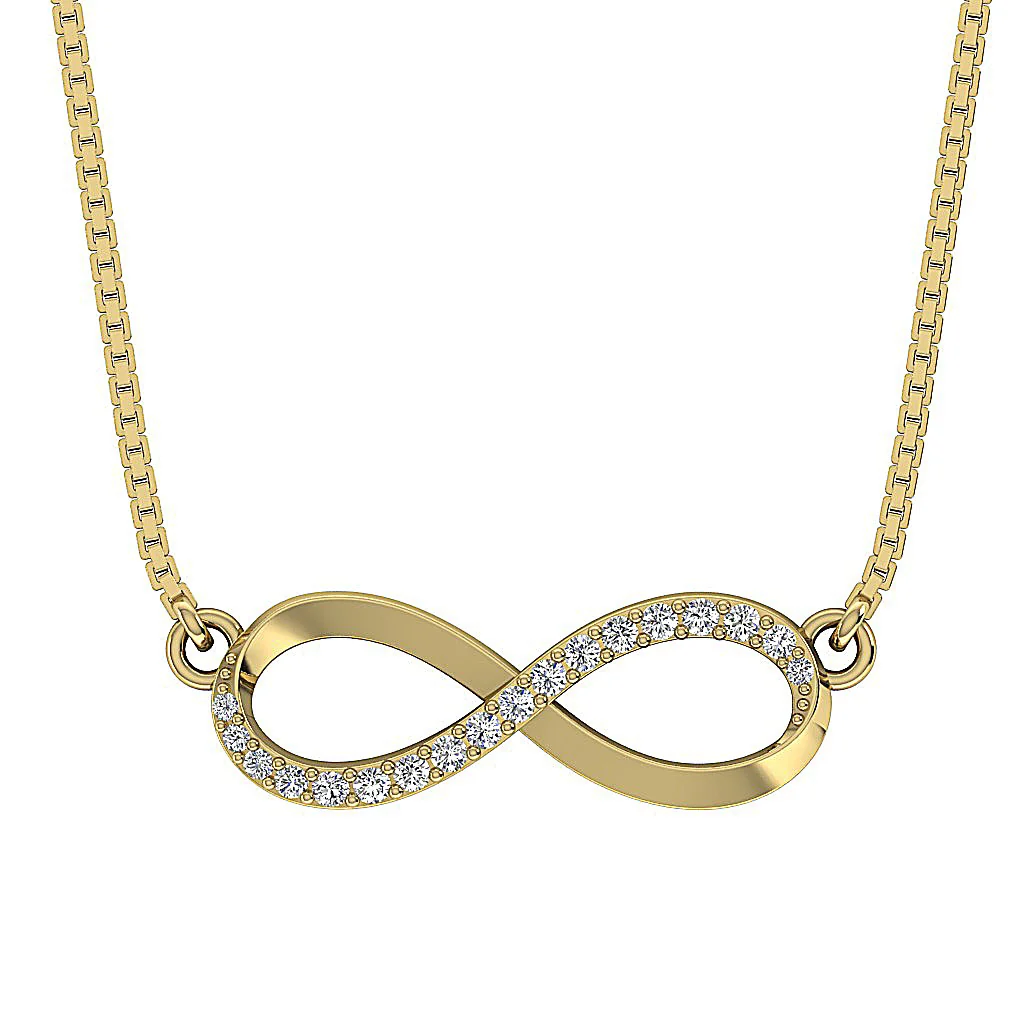 The Calvin Infinity Fashion Pendant 14K Solid Gold Genuine Diamond Prong Setting - Image 4